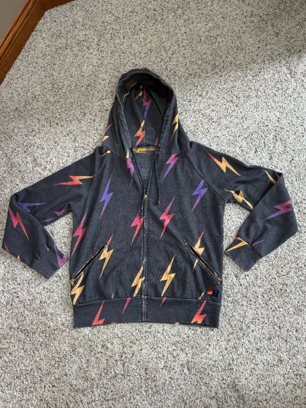 Aviator Nation Hoodie with Colorful Lightning Bolts Zip-up - Picture 1 of 8